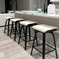 thumbnail image 3 of Guyou 26” Swivel Counter Height Bar Stools Without backrest, Upholstered Farmhouse Bar Stools with Footrest for Kitchen Island, White-Faux Sherpa(Set of 4), 3 of 10