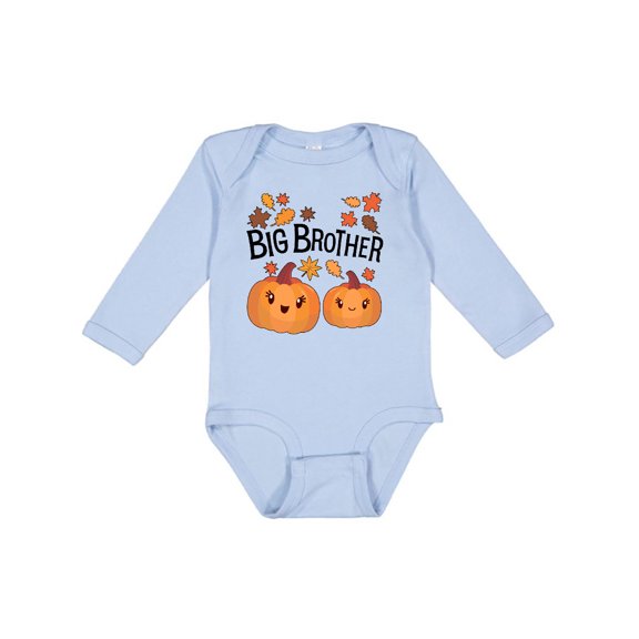 Inktastic Big Brother Pumpkins with Fall Leaves Boys Long Sleeve Baby Bodysuit