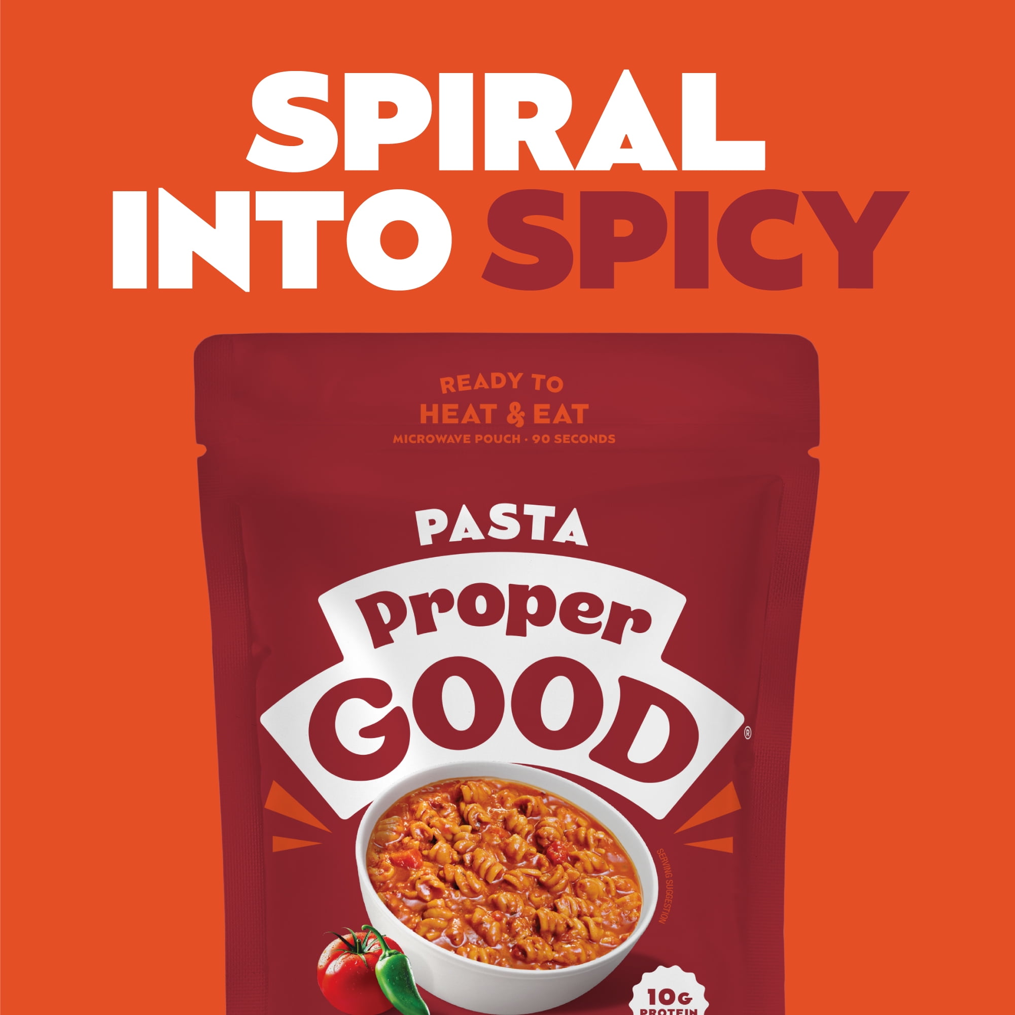 (6 pack) Proper Good Spicy Tomato Pasta, Ready in 90 Seconds, Shelf Stable Meal, 10 oz