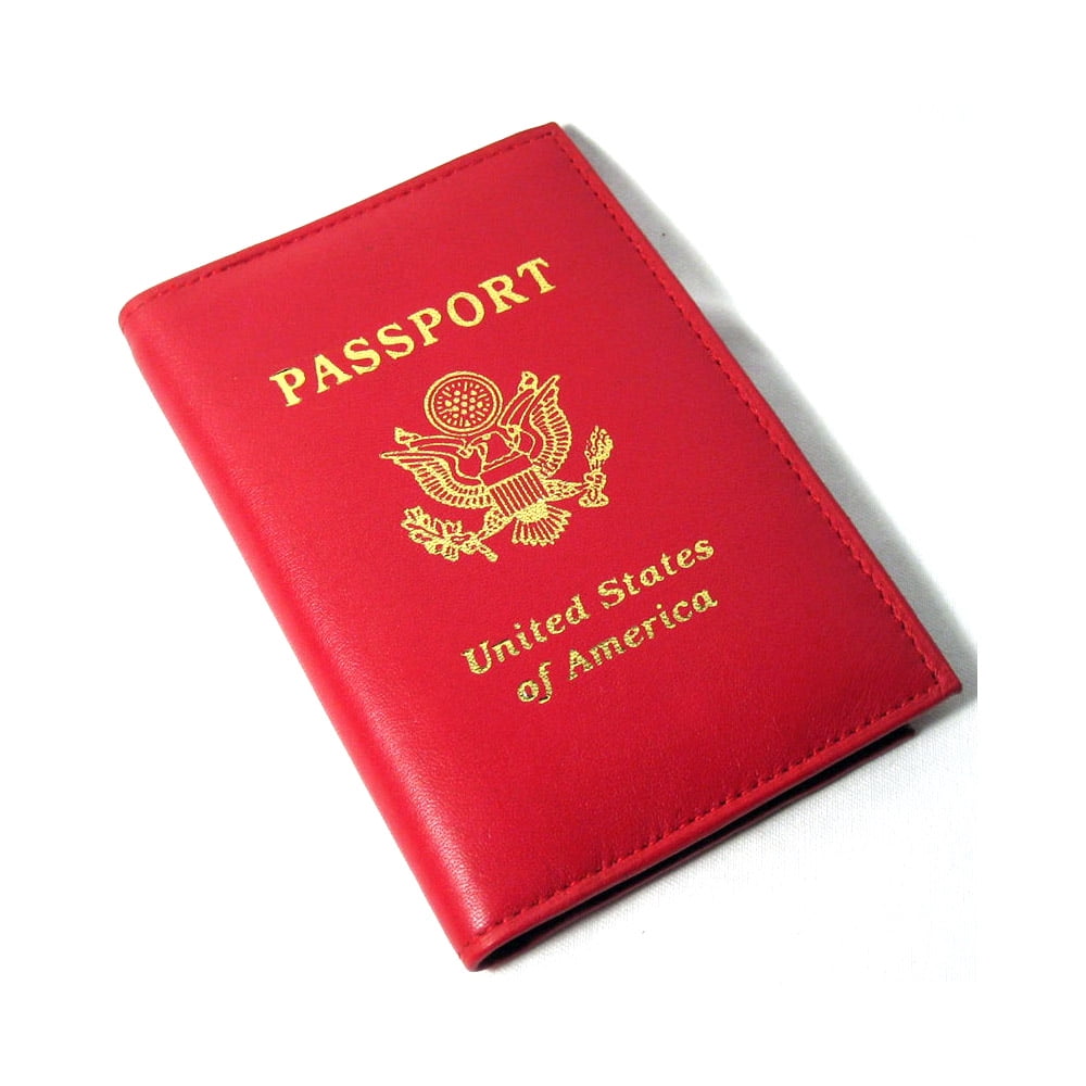 Villini Leather US Passport ID Card Holder Travel Wallet Case For Men Women RED 
