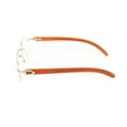 thumbnail image 3 of Mens Rectangle Rimless Silver Frame Woodgrain Hip Hop Clear Lens Glasses, 3 of 6