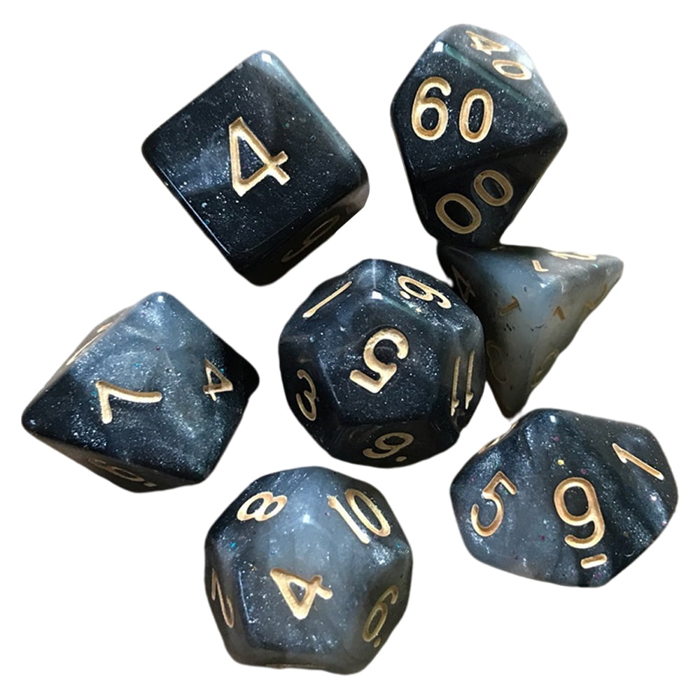 Acrylic Black Polyhedral Dice Sets for DND RPG MTG Playing Game Red Numbers 