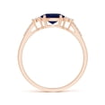 thumbnail image 2 of ANGARA Natural Horizontally Set Sapphire Ring with Trio Diamond Accents in 14K Rose Gold for Women (Size-7x5mm) | September Birthstone, Anniversary, Jewelry Gift for Women | Natural Sapphire Ring, 2 of 9