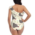 thumbnail image 5 of Sikiie Funny Chicken Print Women One Piece Swimsuits Tummy Control One Shoulder Bathing Suits Ruffle Swimwear, From S to XXL-XX-Large, 5 of 6
