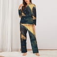 thumbnail image 2 of Fotbe Sunset Ocean Whale Pattern Long Sleeve Pajama Set for Women,Sleepwear Set,2-piece Loungewear Set,Soft PJs Comfy Nightwear with Pockets -Large, 2 of 7