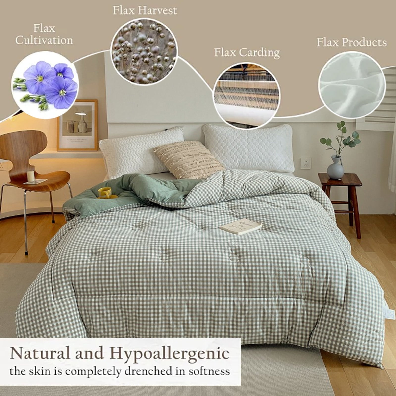 Summer Ultra-Warm 100% Cotton Quilt for Home & Dorm , Machine-Washable Winter Bedding , Cold Weather Essentials