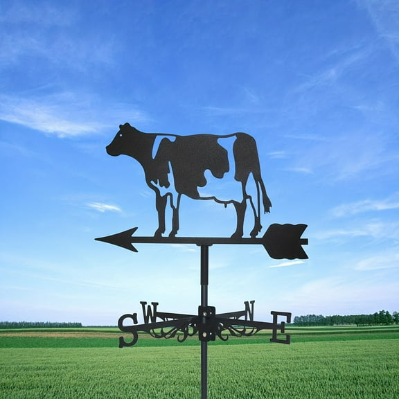 Black Silhouette Cow Weathervane - Rustic Metal Wind Indicator with Arrow Design, Perfect for Garden, Yard, Farmhouse & Outdoor Decor, Farmhouse Decor