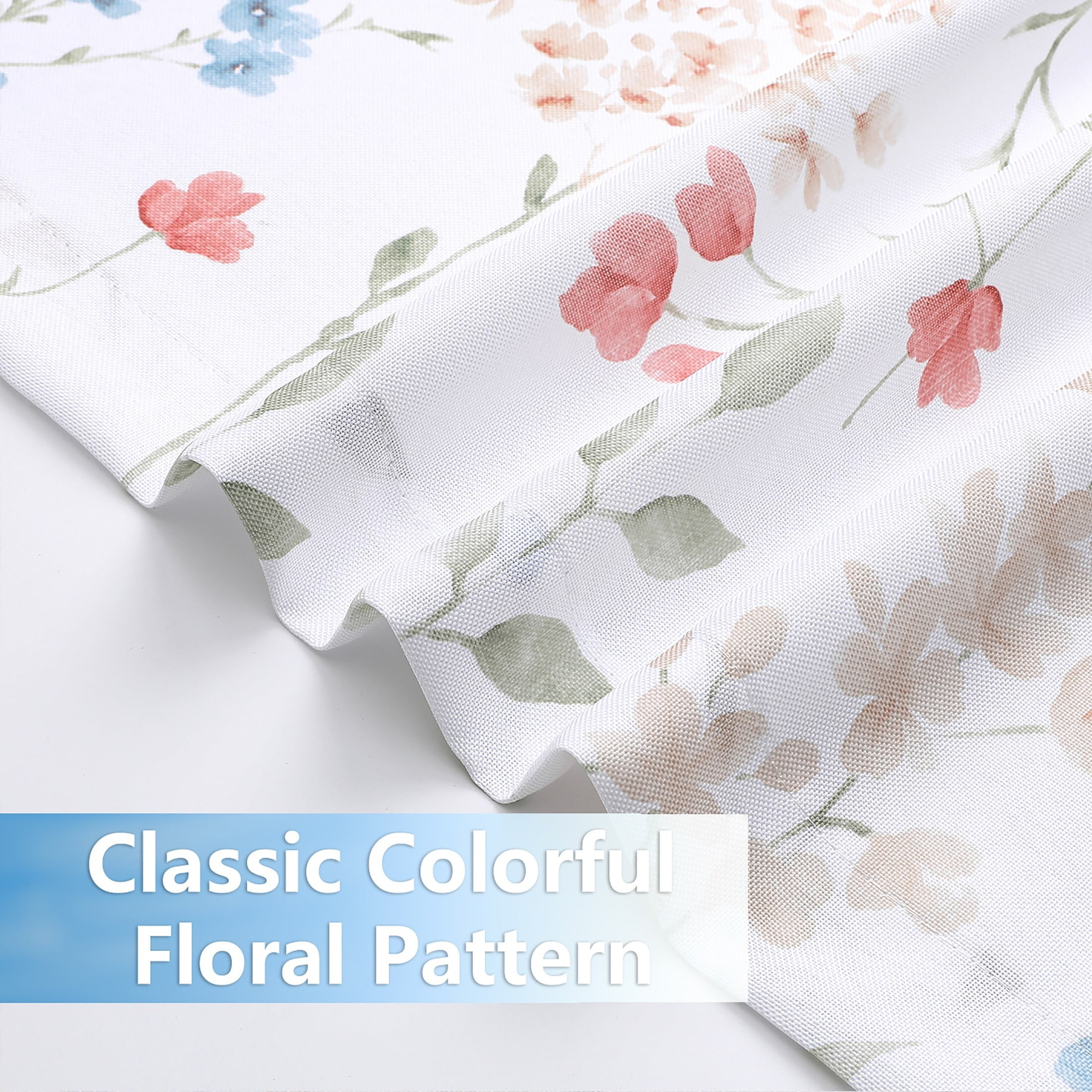 Bohogeo Floral Colorful Botanical Print Living Room Curtain Panels, Watercolor Grommet Farmhouse Red Flower Pattern Window Treatment Drapes for Bedroom, 56" W x 95" L, Multicolor, Set of 2