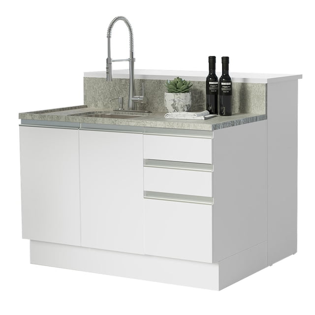 Isla de Cocina con Encimera y Mostrador Madesa Glamy 120 Blanco