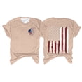 thumbnail image 2 of Hauts d'Été pour Femmes, Tenues de 4 Juillet 2024, Mode Féminine, Col Rond, Manches Courtes, Imprimé Drapeau Américain, Beige, 2 of 3