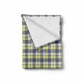 thumbnail image 2 of Blue Yellow Vintage Soft Flannel Fleece Blanket, Geometric Pattern with Diagonal Striped Squares Checkered, Cozy Plush for Indoor and Outdoor Use, 50" x 60", Ceil Blue Pastel Yellow, by Ambesonne, 2 of 6