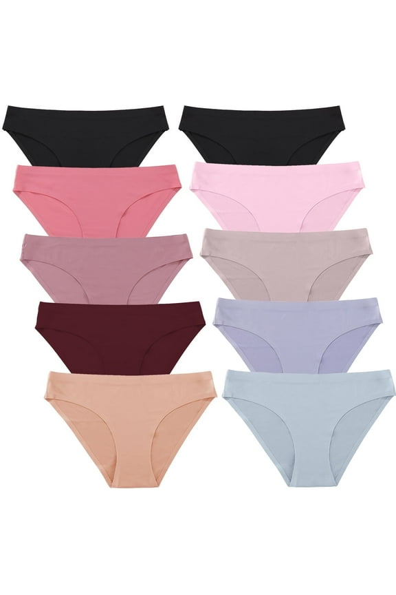10 Pack Seamless Underwears For Women No Show Bikini Panties Invisibles Briefs Soft Stretch Hipster Underwear XS-XL