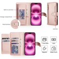 thumbnail image 2 of For IPhone 16 Plus 6.7-inch RFID Blocking Protective Purse Wallet Case For Women Men Multi-Card Slots Zipper Pocket Detachable Shoulder Strap And Wrist Strap,Shockproof Phone Case,Rose Gold, 2 of 8