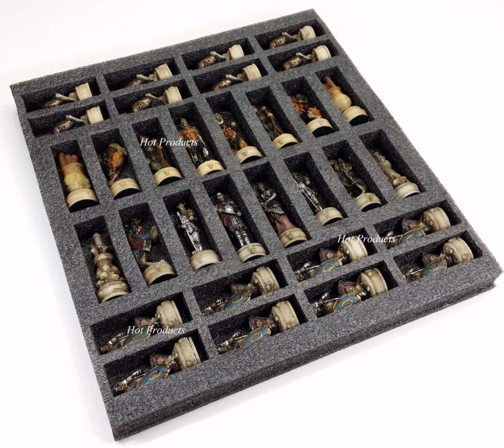 Skeleton Slayer Gothic Skull Chess Set W/ 14" Ebony  Maple Wood Board