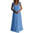 thumbnail image 3 of VBVC Women's Sleeveless Lace Trim Maxi Dress,Ladies Casual Loose Flowy Long Nightgown,Summer Beach Vacation Sundresse for Women,Sky Blue,S-5XL, 3 of 7