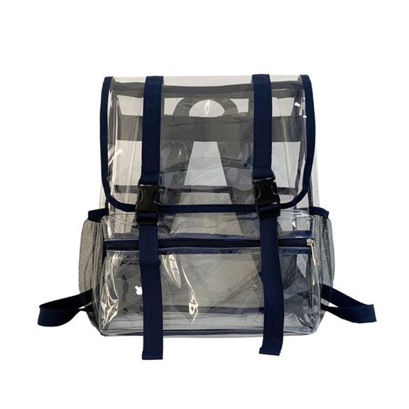 Hvmvliv Clear Backpack Transparent Backpack with Reinforced Straps & Front Accessory Pocket - Large-Capacity Lightweight Backpack for Middle Teen Outdoor Travel Beach Storage Sackpack Blue