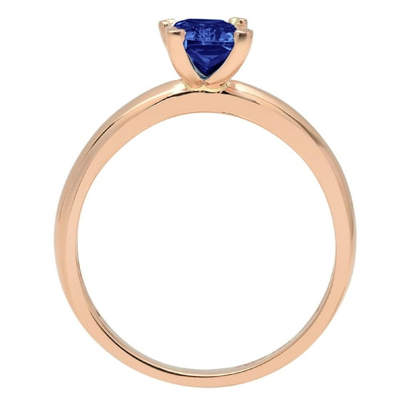 1 ct Emerald Cut Simulated Tanzanite Solitaire Engagement Ring for Women in 18K Rose Gold