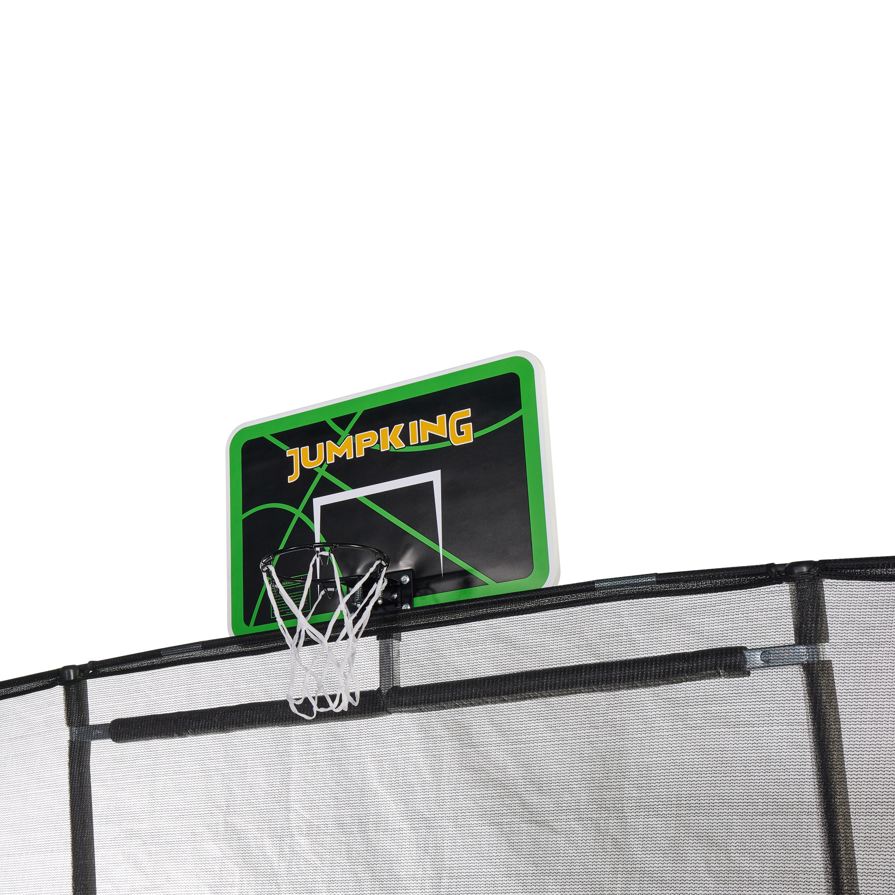JumpKing 10'x15' Rectangle Trampoline with 2 Powder Coated Basketball Hoops & Breakaway Rim and Ladder- Large Recreational Trampoline for Kids and Adults with Enclosure Net