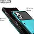 thumbnail image 4 of Compatible with iPhone 12 Pro Max Case 5G Wallet 4-Card ID Slot Credit Card Holder Flip Hidden Pocket Dual Layer Hybrid TPU Bumper Armor Protective Hard Shell Back Cover Sky Blue, 4 of 11