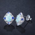 thumbnail image 4 of Opal Zirconia Geometric Earrings Cuff Piercing Studs Trendy Earrings, 4 of 9