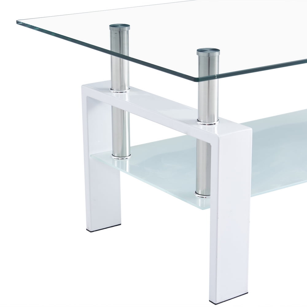 Private Jungle 110*60*45.5cm Double-Glazed Dining Table Stainless Steel Table Legs,White