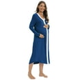 thumbnail image 2 of Women Button Down Breastfeeding Nightgown,Long Sleeve Round Neck Maternity Sleepshirt Pregnancy Loungewear Hospital Gown,Below Hip Nursing Sleep Dress Labor and Delivery Gown,Blue S-XXL, 2 of 9
