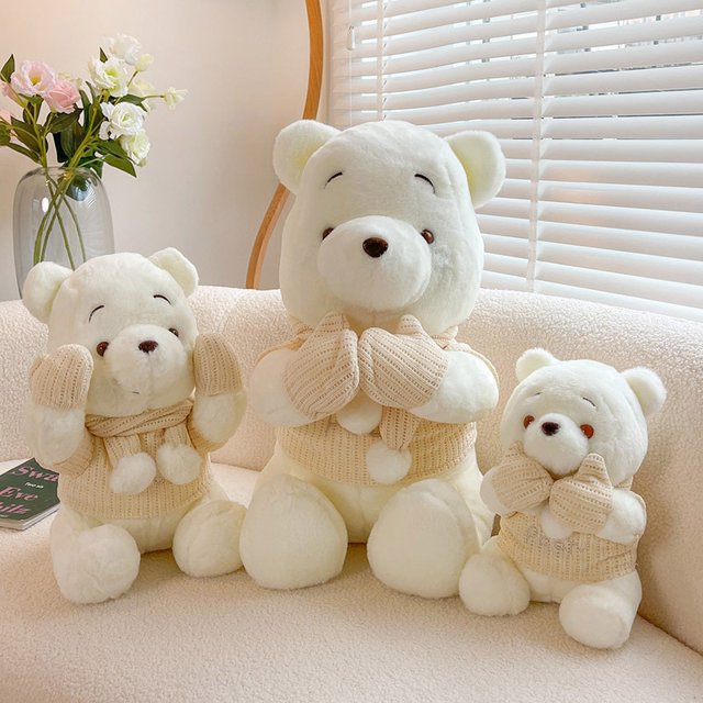 Winnie the Pooh de Disney de 25/35/50cm, juguete de peluche, bonito muñeco de dibujos animados con relleno de animales, regalo de cumpleaños de invierno para niños y niñaszhangmengyawhite+35cm zhangmengya unisex