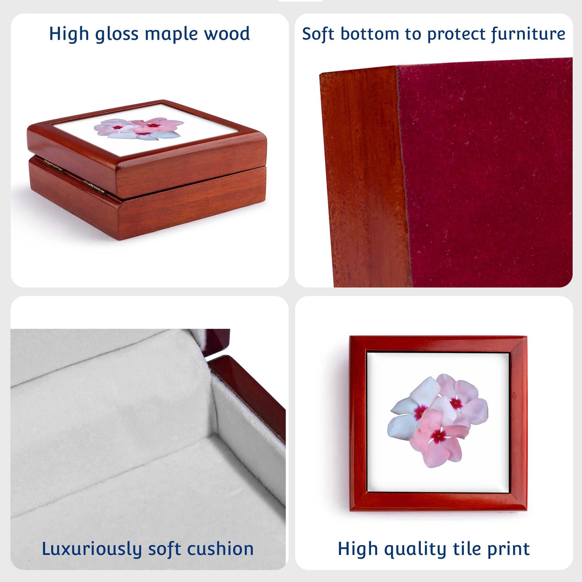3dRose, Blooming Beautiful Pink Impatiens Flowers Cut Out, Jewelry Box 5.5x5.5 inch with 4 inch tile