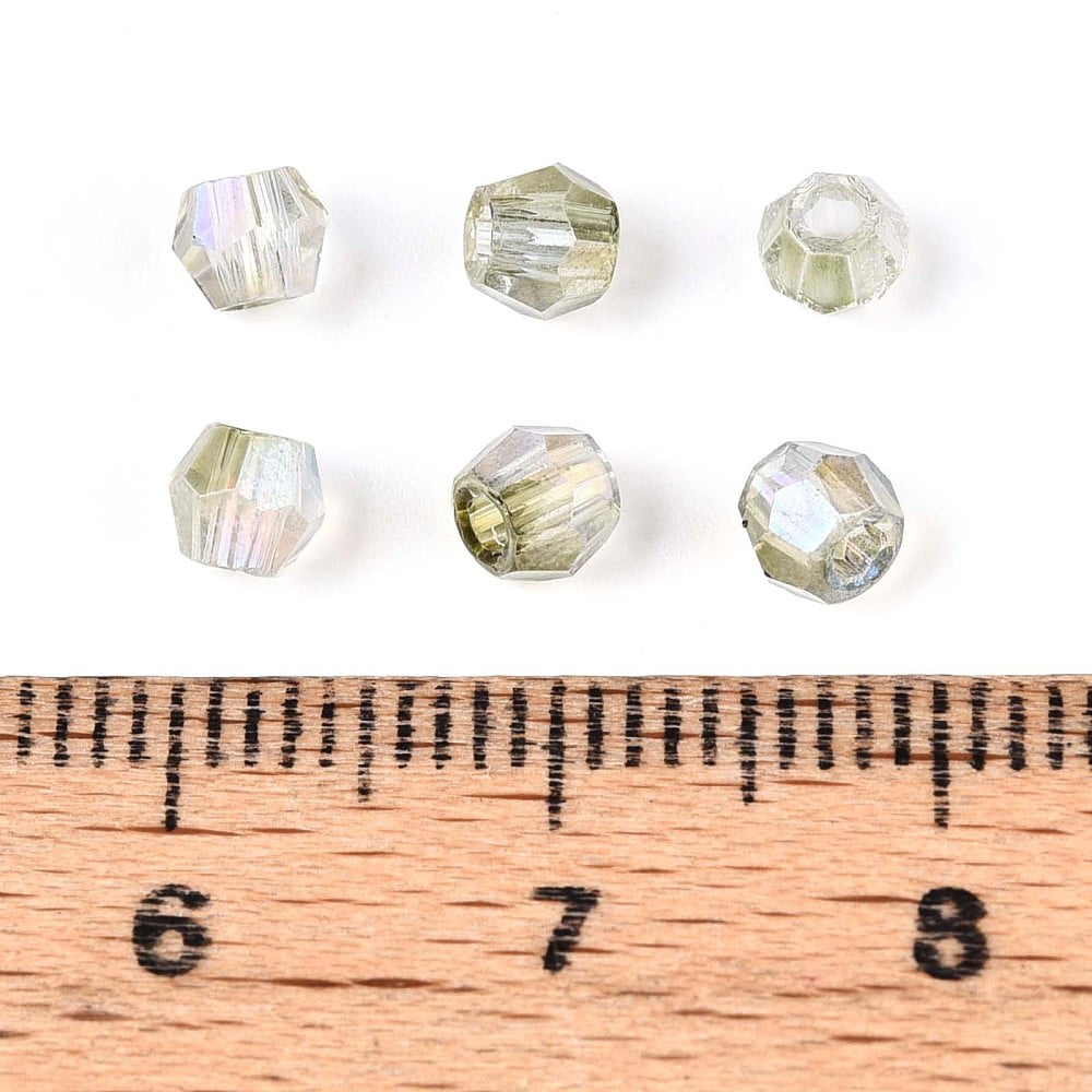 Transparent Spray Painted Glass Beads Cone AB Color Plated Faceted Dark Sea Green 4~4.5x3.5mm Hole: 1.4~1.6mm 15380pcs/1000g