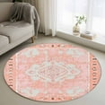 thumbnail image 2 of Round Rugs 3 Ft, Pink Boho Non Slip Area Rugs for Kitchen Bedroom Entryway, Vintage Abstract Tribal Decorative Oriental Washable Carpet Runner Rug Floor Mats for Bedroom Home Decor, 2 of 9