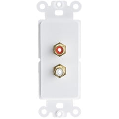 Stereo Wall Plate - Decora Wall Plate Insert, White, RCA Stereo Couplers (Red/White), 2 RCA Female