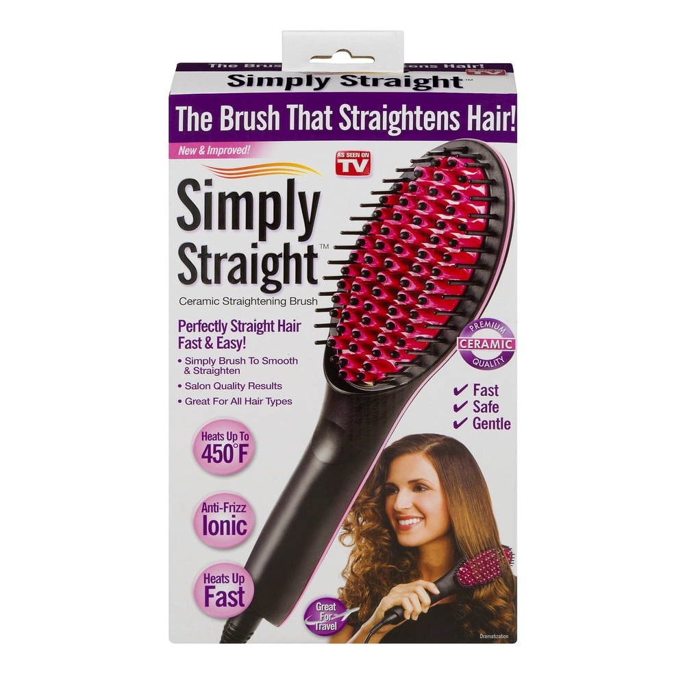 Simply Straight Ceramic Hair Straightening Brush, As Seen On TV - Walmart .com