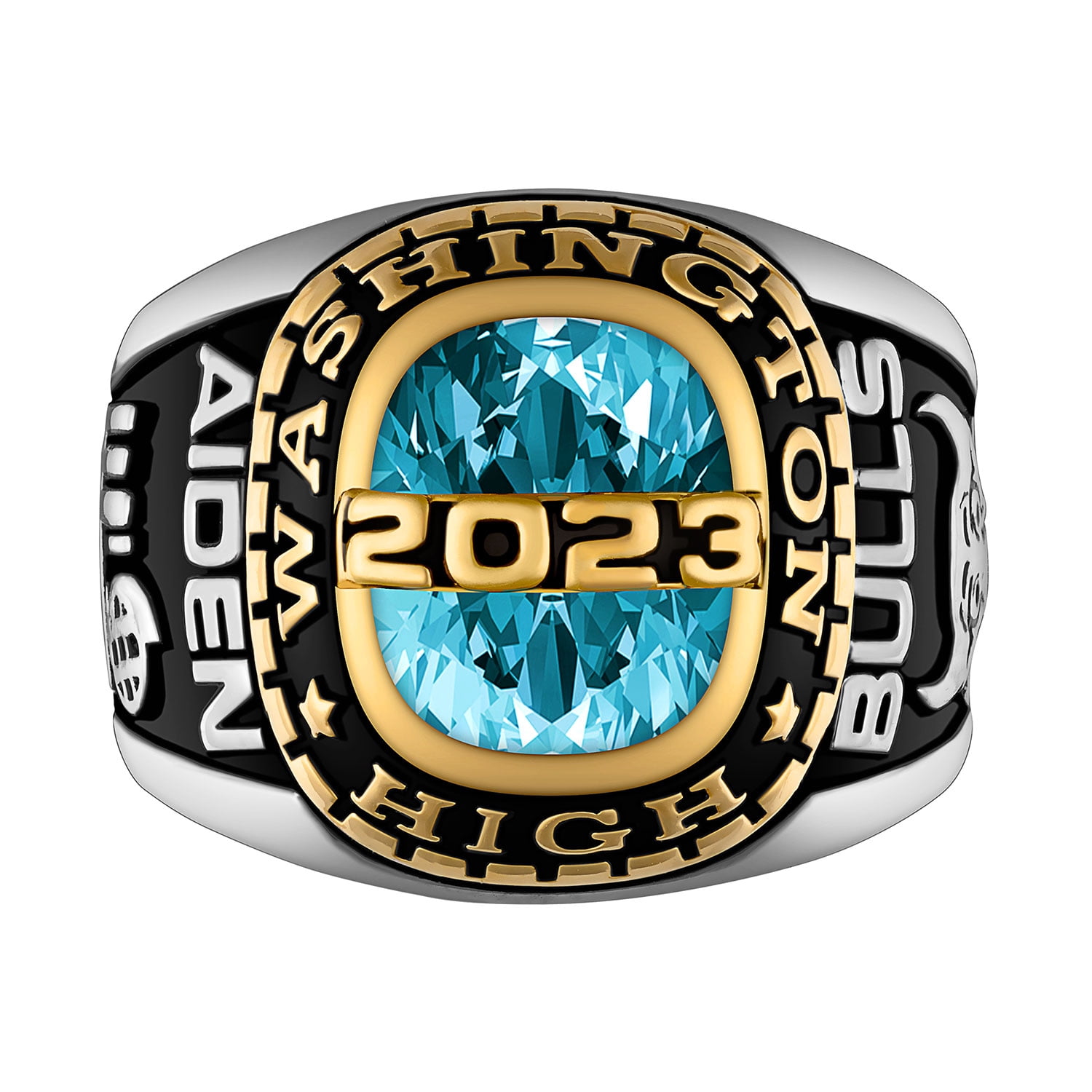 Order Now for 2025 Graduation, Freestyle Men's 2-Tone Birthstone Class Ring, Personalized, High School or College Graduation