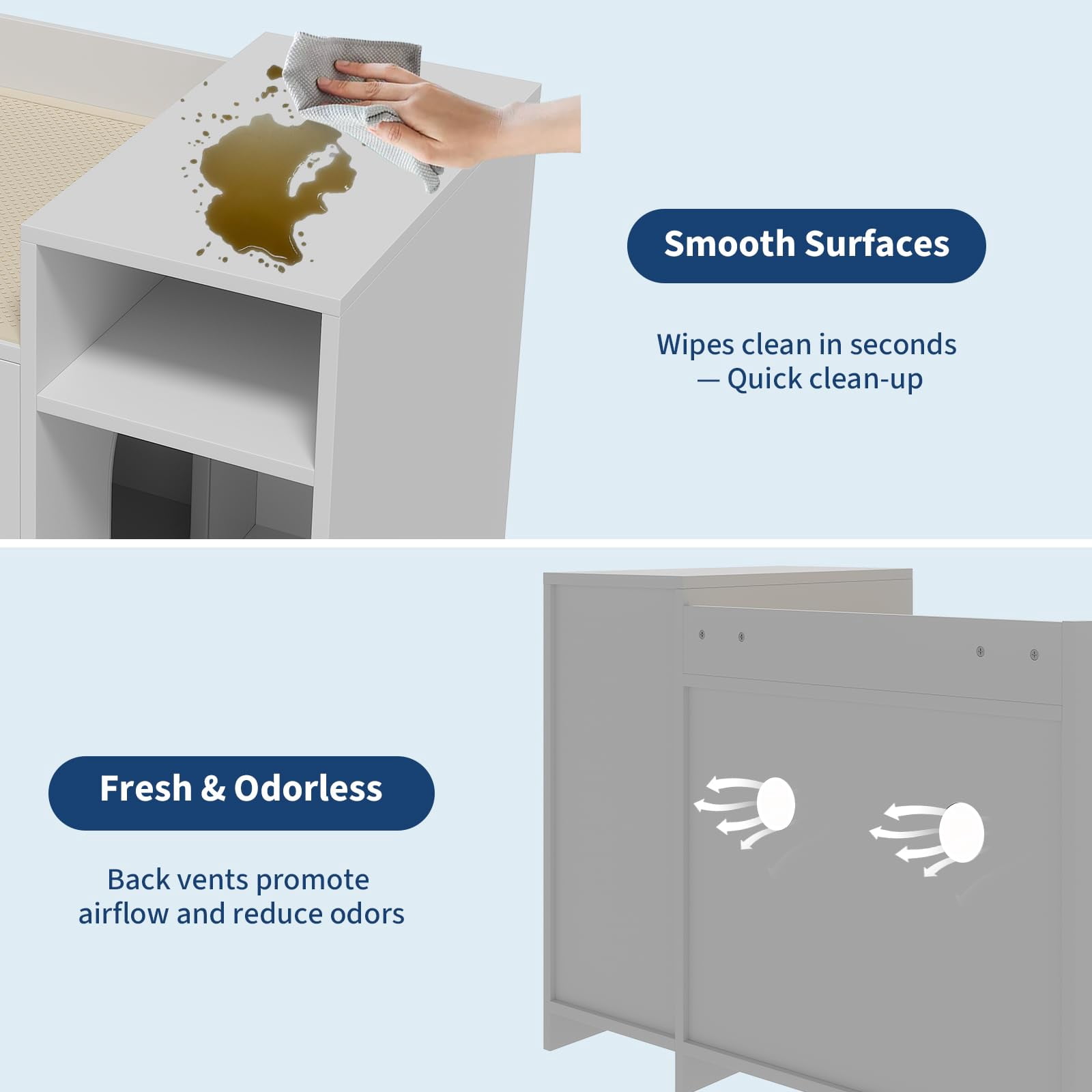 Soonbuy Cat Litter Box Enclosure Furniture, Hidden Litter Box Cabinet, Indoor Wooden Cat Washroom with Storage, Pet House, Dog Proof Hideaway Kitty Covered Litter Box Enclosure