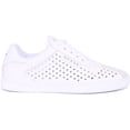thumbnail image 2 of Guess Ritzi Women's Lace Up Leather Trainers With Perforated Stars In White Size 10, 2 of 6