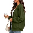 thumbnail image 7 of Hurxie Women Sweatshirt Cardigan Open Front Jacket Oversized Lightweight Loose Fit Pocket Casual Athleisure Outerwear Green,2XL, 7 of 7