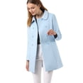 thumbnail image 2 of Abrigo Largo De Invierno Con Cuello Peter Pan Y Doble Botonadura Para Mujer Azul XS, 2 of 7