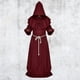 thumbnail image 2 of Túnica de monje y sacerdote medieval con capucha, capa de disfraz de Halloween para cosplay para hechicero, talla M (rojo oscuro), 2 of 5