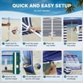 thumbnail image 3 of Beach Cabana, 8 * 8FT Beach Tent UPF50+ Protection, Easy Setup Beach Canopy Wind Resistant with Cup Holder, Compact Beach Shade Foldable Beach Tent Sun Shelter, Blue Stripes, 3 of 15