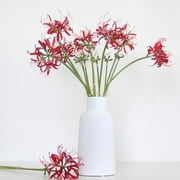 Artificial Flowers Red Spider Lilies Silk Flowers,Outdoor Fake Plants Faux Greenery Home Garden Decor Lycoris Bulbs,Artificial Lycoris Radiata Stems for Home Garden Decoration