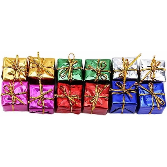 Tiny Cubes Birthday Party Supplies, Miniature Foil Wrapped Boxes For Party Diy Crafts Holiday Wedding Decor, Assorted Color Shiny Metallic Foil 12Pcs
