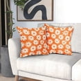 thumbnail image 5 of Orange Pillow Covers 20X20 Inch White Floral Daisy Geometry Decorative Couch Pillow Cases Spring Summer Flower Throw Pillows Set of 2 Farmhouse Home Decor for Room Porch Patio Couch Outdoor, 5 of 6
