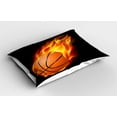 thumbnail image 2 of Sports Pillow Sham Set of 2, Basketball Lover Ball Speed Shoot Hoops Sporty Fun Art Print, Quality Microfiber Bedding Item for All Seasons, 26" x 20", Orange Black, by Ambesonne, 2 of 3