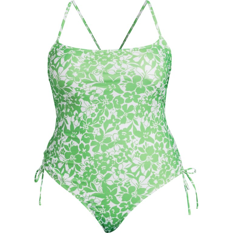 No Boundaries Women's Floral One Piece Swimsuit, Adjustable