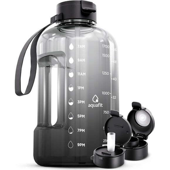 Botella de agua AQUAFIT de 64 oz sin BPA con pajita y mango