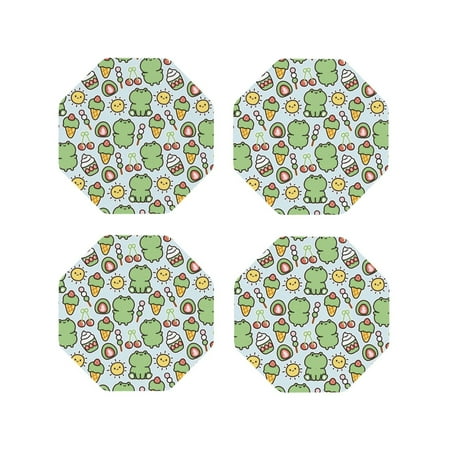 

Vsdgher Frog With Sweet Leather Coasters for Drinks Durable Drink Coasters 4 Set for Tabletop Protection Luxurious Home Décor and Housewarming Gift-Octagon