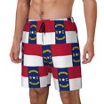 thumbnail image 5 of Men's 2 in 1 Swim Trunks with Compression Liner North Carolina Flag Quick Dry Beach Shorts, 5 of 6