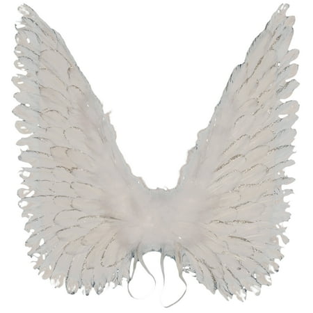 Loftus Large Costume Glitter Feather Angel Wings, White, One Size