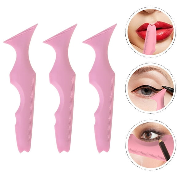 Hytrove Eyeliner Stencil 3Pcs Makeup Stencils Aid For Eyebrow Shaping And Lipstick Guide Pink 15X4.15In