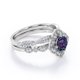 thumbnail image 5 of JeenMata Anillo Nupcial con Diseño de Flores Milgrain Estilo Art Déco de 1,5 ct en Pavé Cruzado de Alejandrita y Moissanita Creado en Lab Engastado en Plata con Baño de Oro Blanco de 18 K, 5 of 6